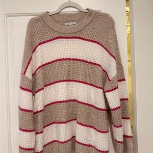 American Eagle Outfitters Tan and White Striped Sweater